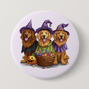 Halloween Golden Retriever Witch Dogs 7.5 Cm Round Badge