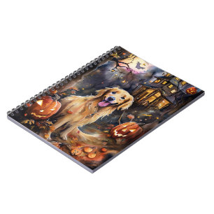 Halloween Golden Retriever With Pumpkins Scary Notebook