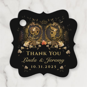Halloween Golden Skeletons Elegant Thank You Favou Favour Tags