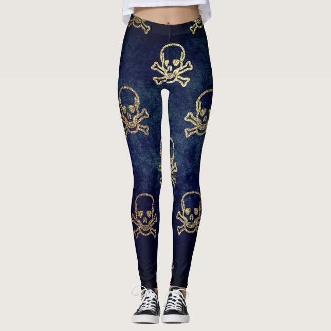 Halloween Golden Skulls Leggings (Front)