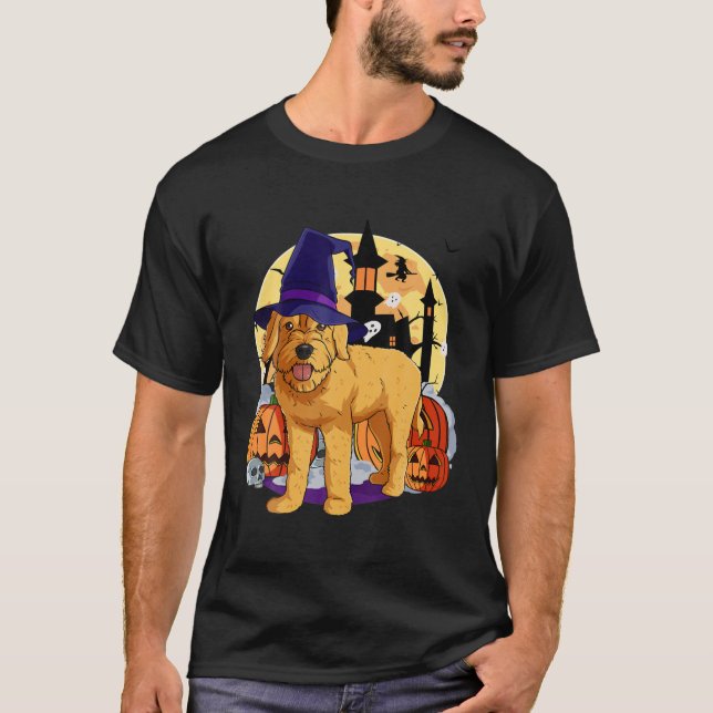Halloween Goldendoodle Pumpkin Witch Spooky Costum T-Shirt (Front)
