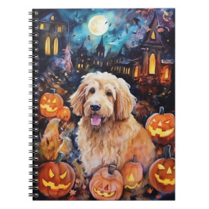 Halloween Goldendoodle With Pumpkins Scary Notebook