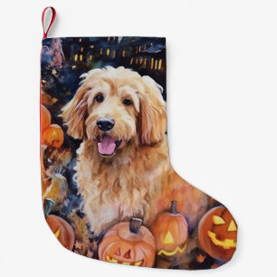 Halloween Goldendoodle With Pumpkins Scary Small Christmas Stocking