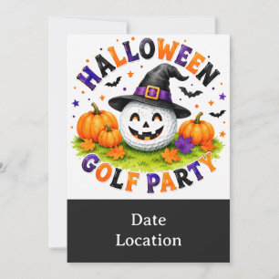 Halloween Golf Party Witch Hat Golf Ball Invitation