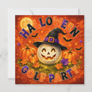 Halloween Golf Party Witch Hat Golf Ball Invitation