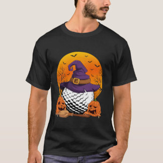 Halloween Golf Player Witch Hat Pumpkin Golf Fan M T-Shirt