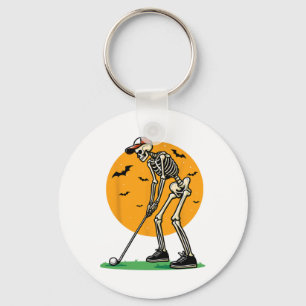 Halloween Golf Skeleton Golfer Funny Halloween Gol Key Ring