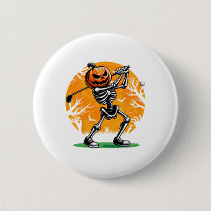 Halloween Golf Skeleton Golfer Pumpkin Halloween G 6 Cm Round Badge