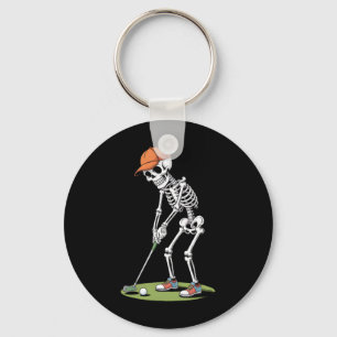Halloween Golfer Golf Player Skeleton Golf Funny M Key Ring