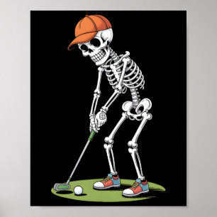 Halloween Golfer Golf Player Skeleton Golf Funny M Poster