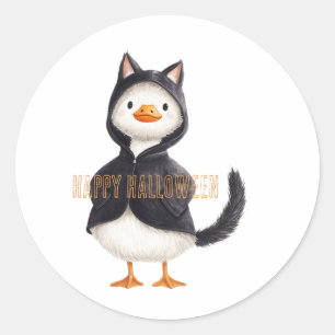 Halloween Goose Black Cat Classic Round Sticker