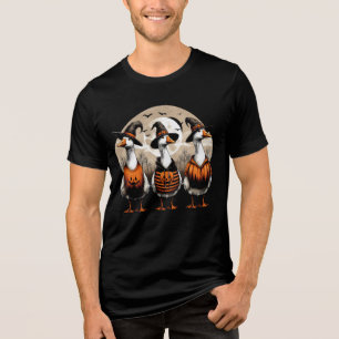 Halloween Goose Boo Ghost Autumn Pumpkin  Tri-Blend Shirt