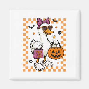 Halloween Goose Ghost Bow Coquette Trick Or Treat  Magnet