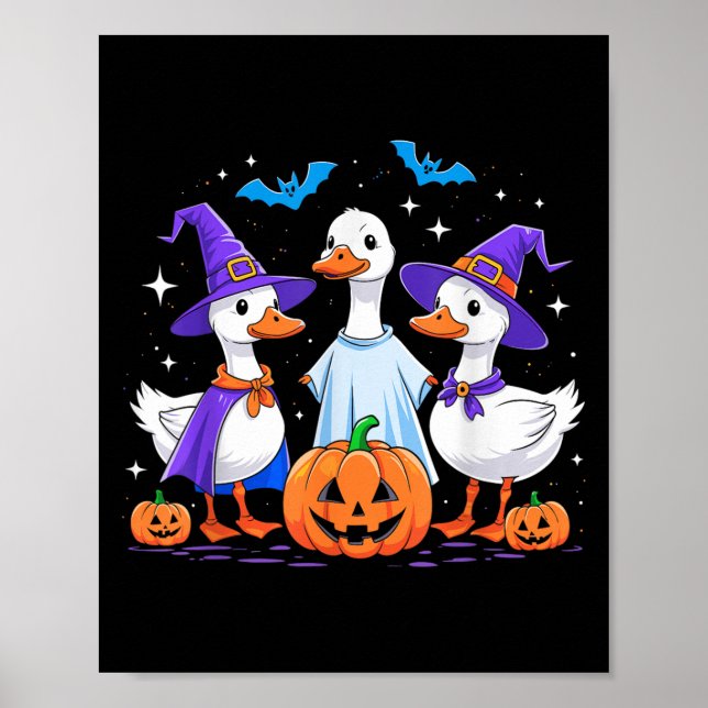 Halloween Goose Ghost Pumpkin Witch Costume Soky F Poster (Front)