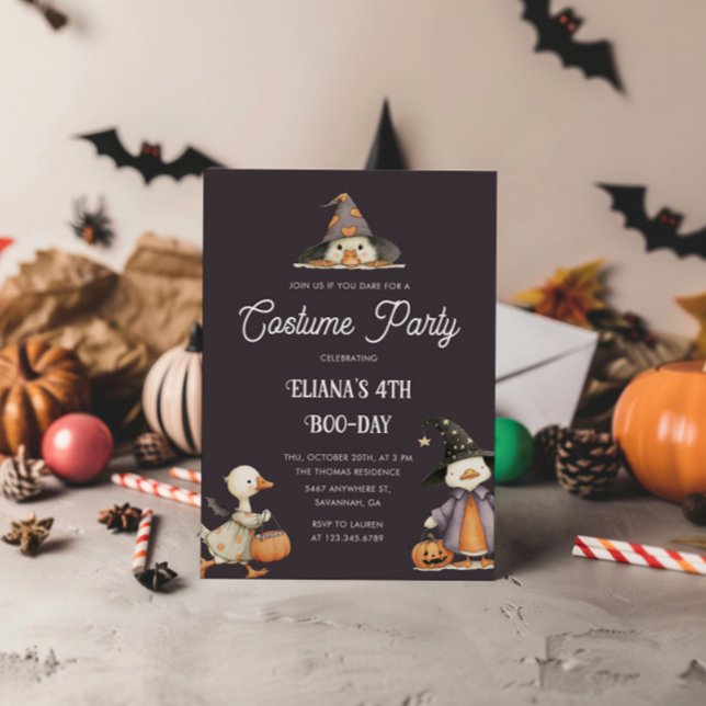 Halloween Goose Grey Kids Birthday Costume Party  Invitation (Creator Uploaded)