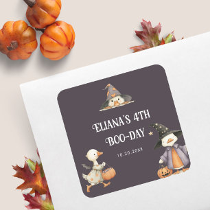 Halloween Goose Grey Kids Birthday Costume Party Square Sticker