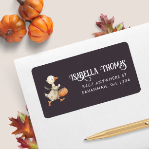 Halloween Goose Grey Kids Birthday Return Address Label