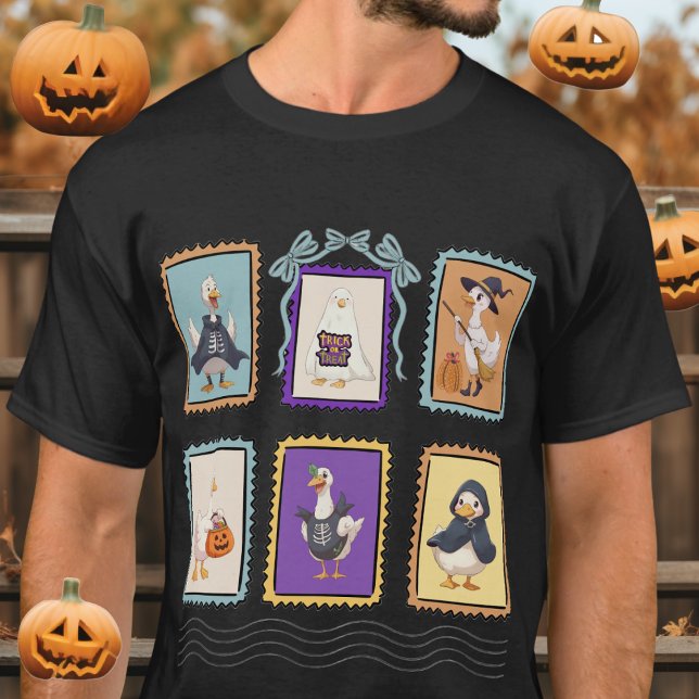 Halloween Goose Retro Stamp T-Shirt (Halloween Goose Retro Stamp Tee)