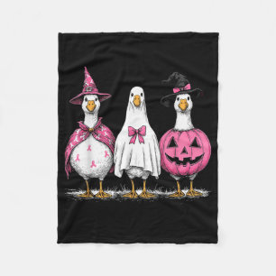 Halloween Goose Witch Pink Ribbon Breast Cancer Aw Fleece Blanket