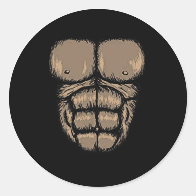 Halloween Gorilla Chest Costume Cute Monkey Muscle Classic Round Sticker (Front)