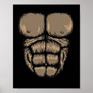 Halloween Gorilla Chest Costume Cute Monkey Muscle Poster
