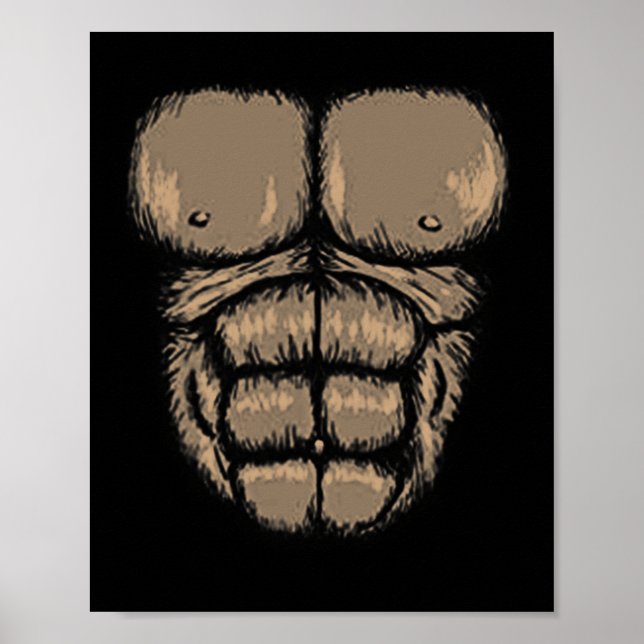 Halloween Gorilla Chest Costume Cute Monkey Muscle Poster (Front)