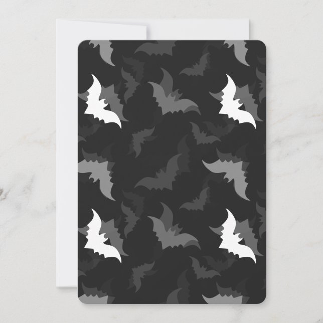 halloween goth black bats invitation (Front)