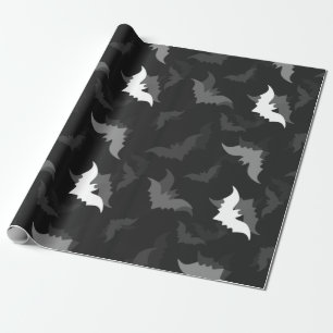 halloween goth black bats wrapping paper