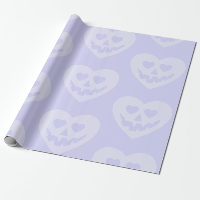 halloween goth valentine creepy heart purple wrapping paper (Unrolled)