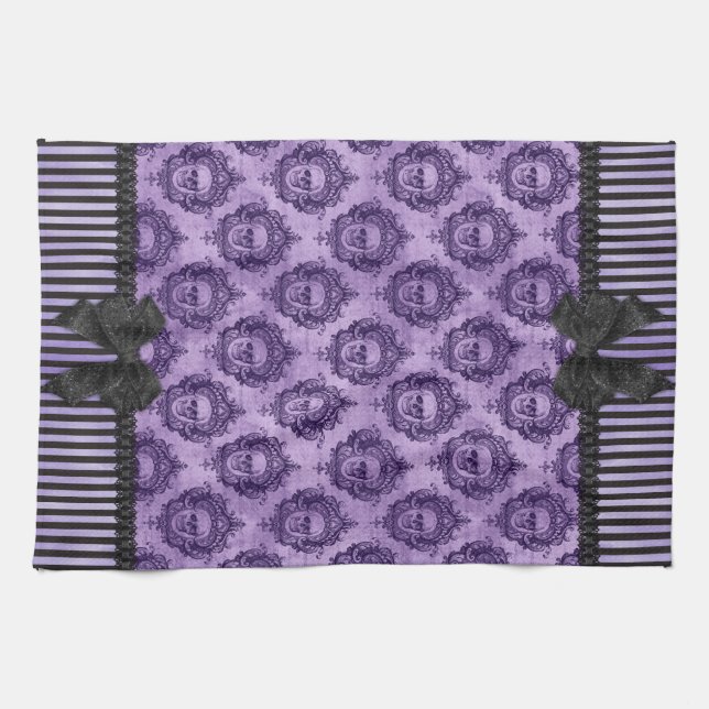 Halloween Gothic Baroque Skulls Towel (Horizontal)
