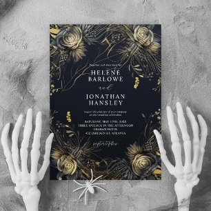 Halloween Gothic Black Wedding Invitation