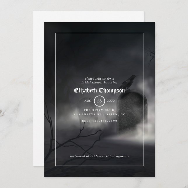 Halloween Gothic Bridal Shower Invitation (Front/Back)