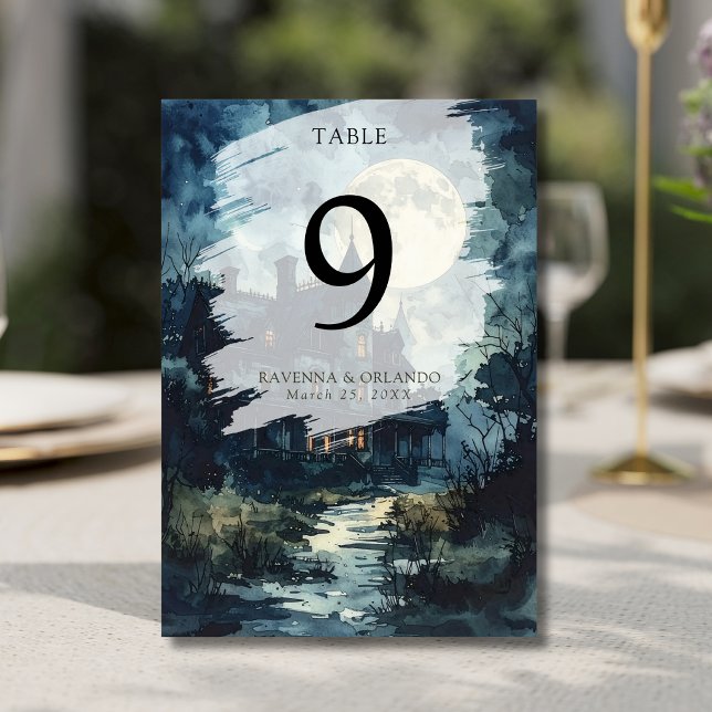 Halloween Gothic Castle Moon Wedding Table Number (Creator Uploaded)