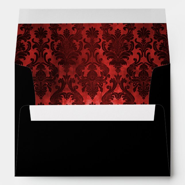 Halloween Gothic Damask Red Return Address Envelope (Back (Bottom))