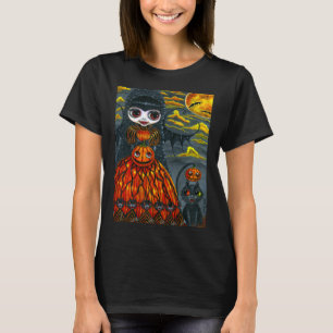 Halloween Gothic Fairy Girl with Kitty Cat Friend T-Shirt