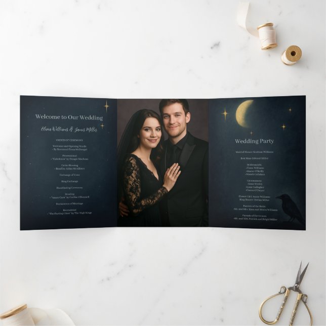 Halloween Gothic Graveyard Wedding Tri-Fold Programme (Inside)