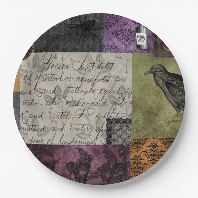 Halloween Gothic Mediaeval Spooky Apothecary Art Paper Plate (Front)
