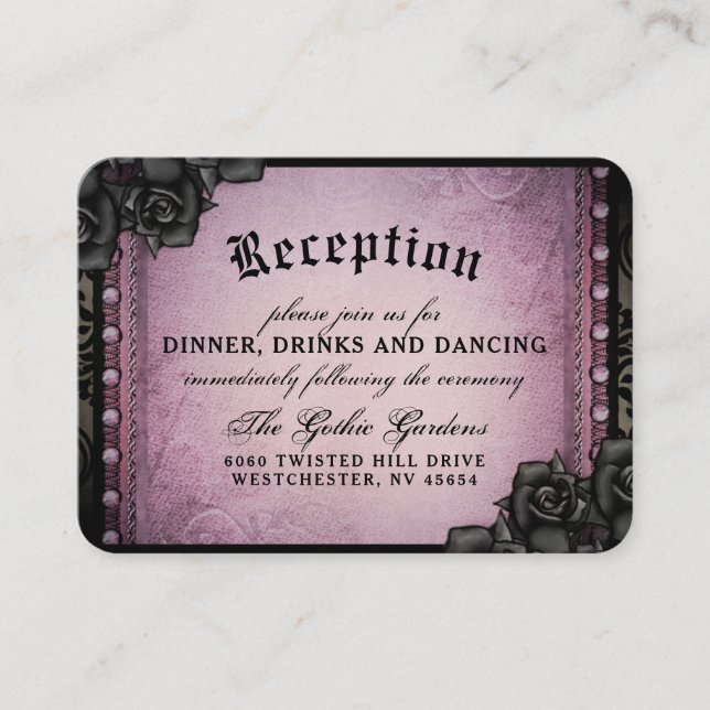 Halloween Gothic Purple Black 3.5 x 2.5 Reception  Enclosure Card (Front)