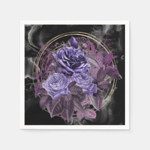 Halloween Gothic Purple Roses  Napkin