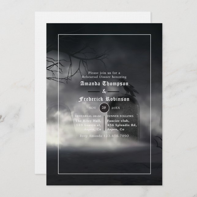 Halloween Gothic Rehearsal Dinner In Invitation (Front/Back)