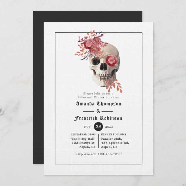 Halloween Gothic Rehearsal Dinner Invitation (Front/Back)