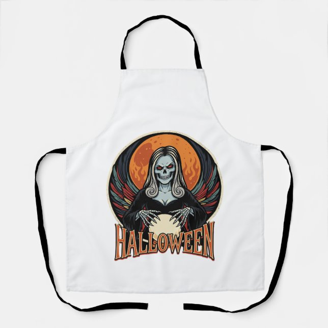 Halloween Gothic Skeleton Fortune Teller Vector Ar Apron (Front)