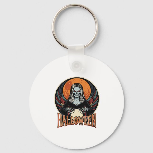 Halloween Gothic Skeleton Fortune Teller Vector Ar Key Ring (Front)