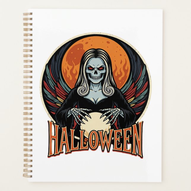 Halloween Gothic Skeleton Fortune Teller Vector Ar Planner (Front)