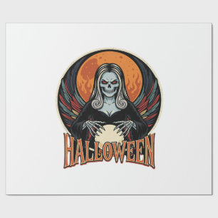 Halloween Gothic Skeleton Fortune Teller Vector Ar Wrapping Paper