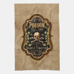 Halloween Gothic Skull And Crossbones Witch Potion Tea Towel