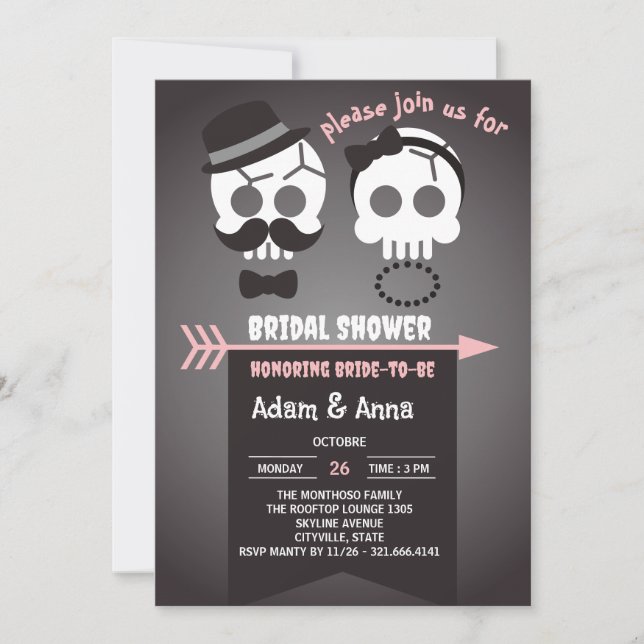 Halloween Gothic Skull Custom Bridal Shower Invitation (Front)