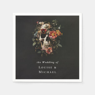 Halloween Gothic Skull Floral Wedding Napkin