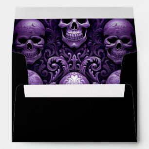 Halloween Gothic Skulls Black Purple Envelope