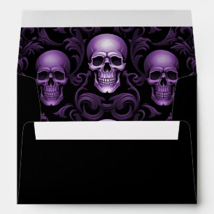 Halloween Gothic Skulls Purple Return Address Envelope